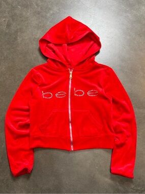 Women’s Cropped Bebe Velour Hoodie Sz XS